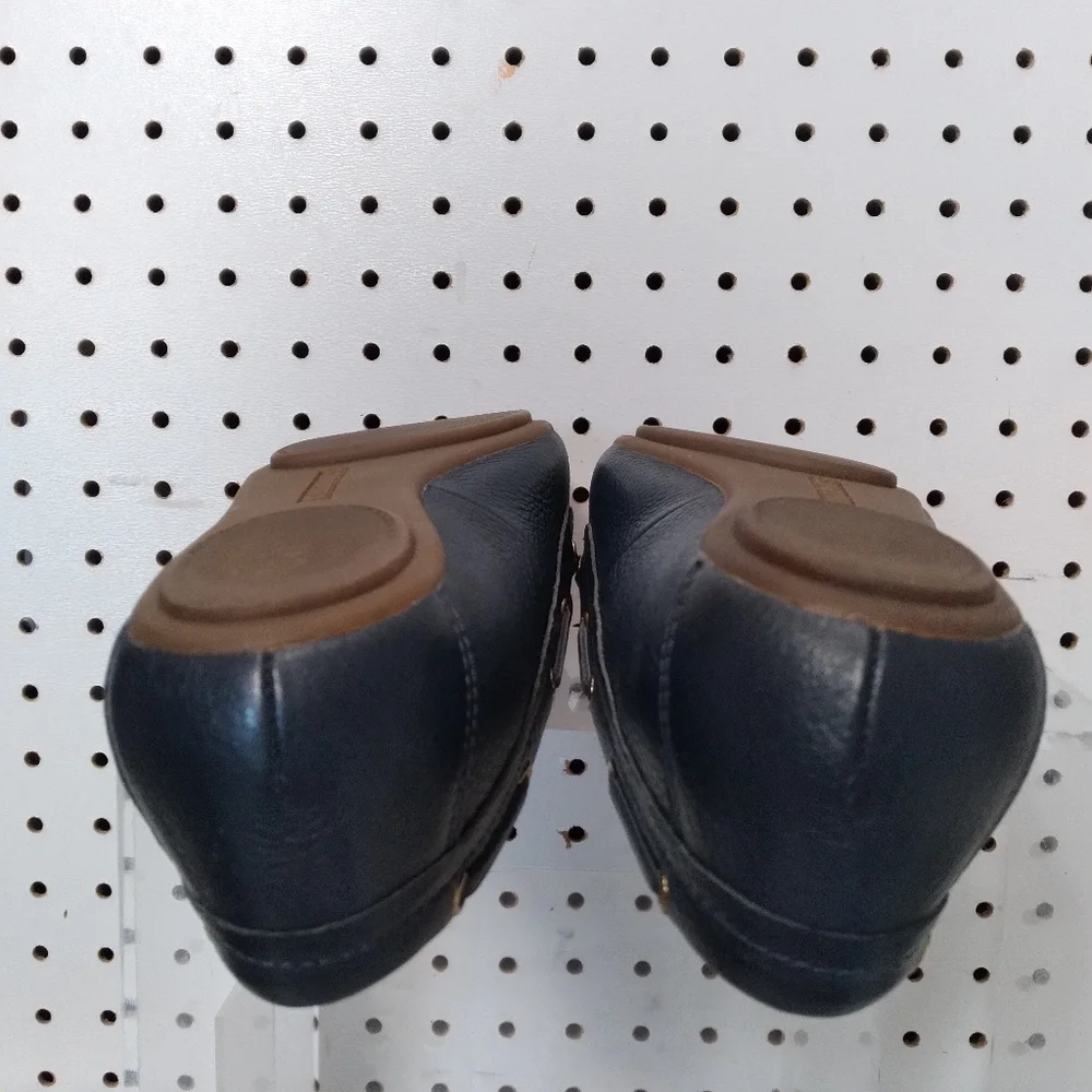 Talbots | dark Blue Navy Shoes | Women's Flat Leather Bow Comfort Cushioned